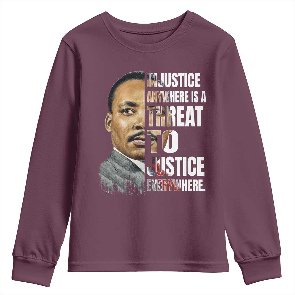 Martin Luther King Jr. Youth Sweatshirt Civil Rights Injustice Anywhere Is a Threat To Justice Everywhere - African Pride