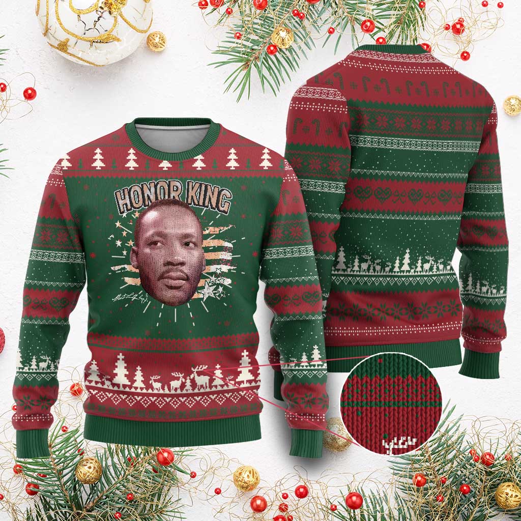 Martin Luther King Jr. Knit Sweatshirt MLK Day Black History Month American Flag - African Pride