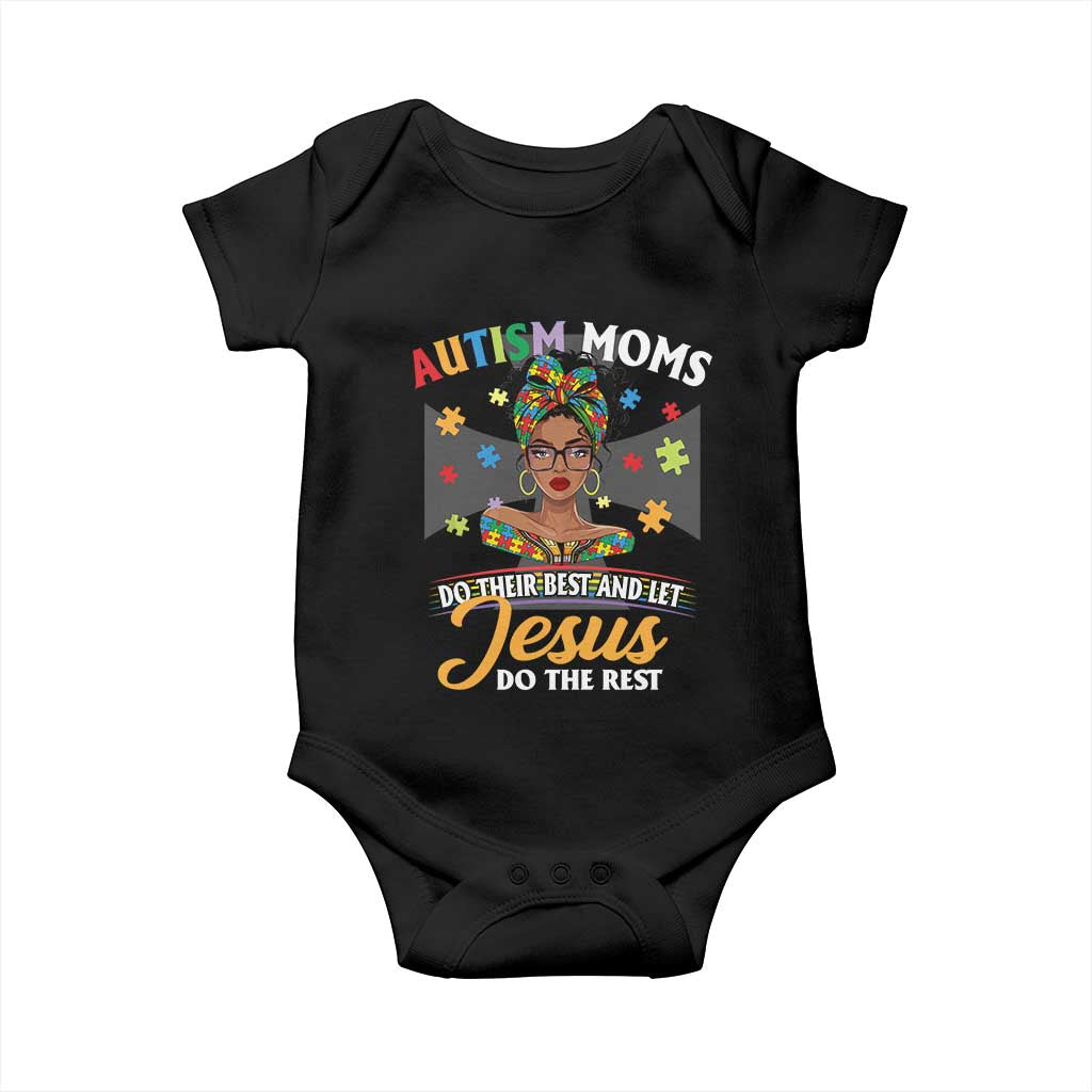 Afro Autism Mom Baby Onesie African American Autistic Black Mama Religious Cross - African Pride