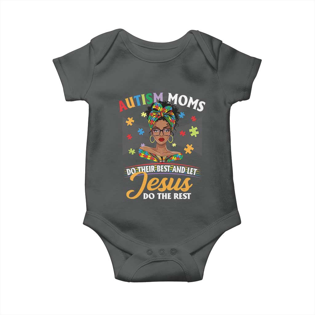 Afro Autism Mom Baby Onesie African American Autistic Black Mama Religious Cross - African Pride