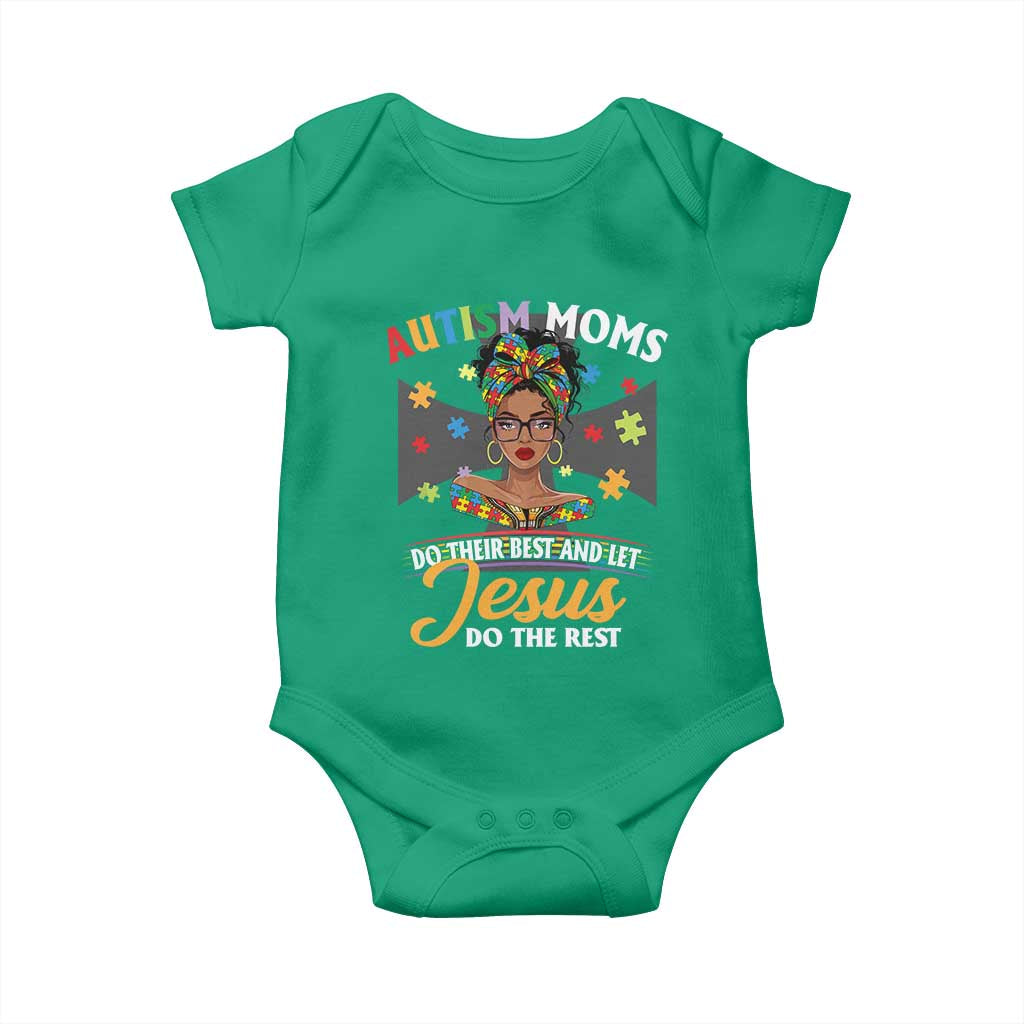 Afro Autism Mom Baby Onesie African American Autistic Black Mama Religious Cross - African Pride