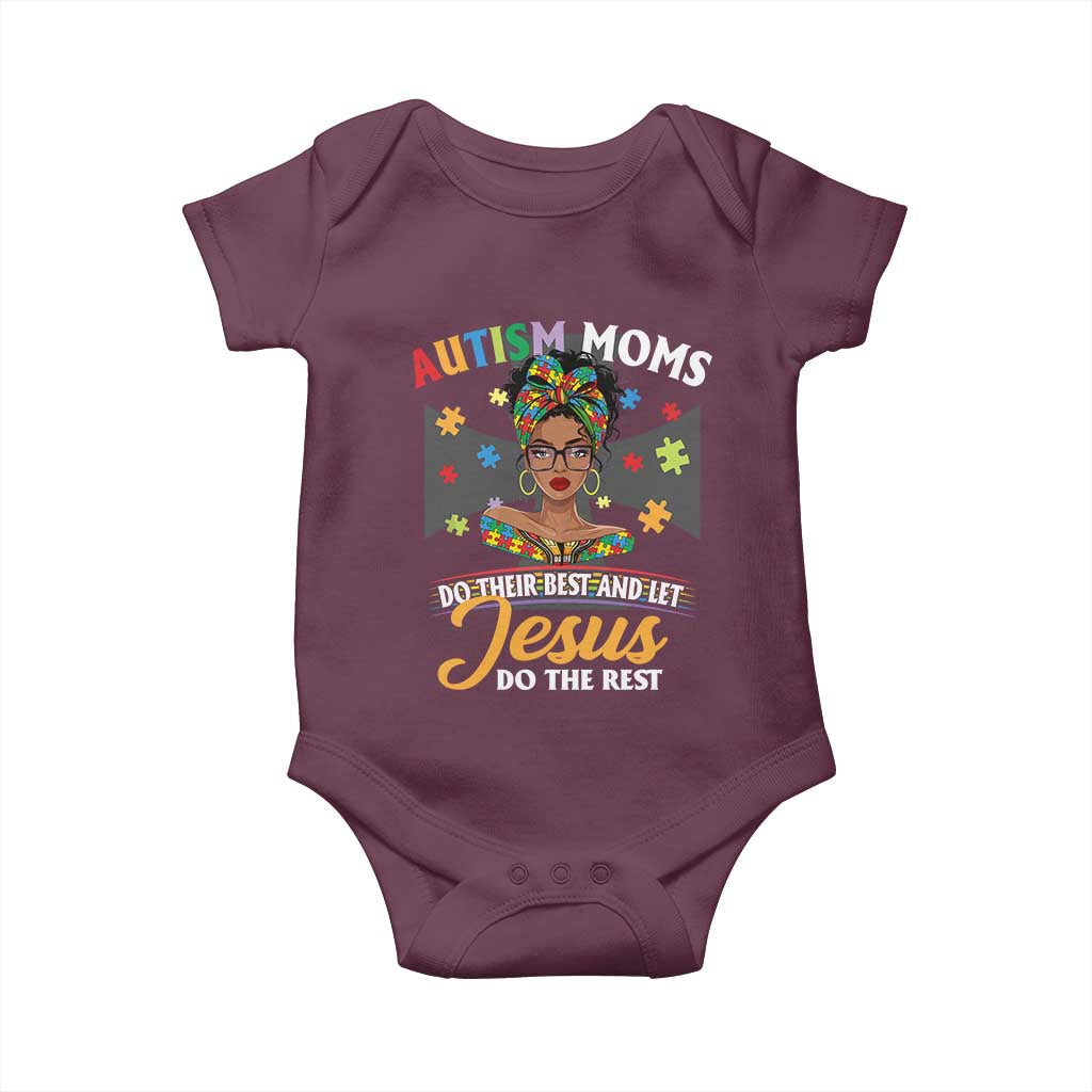 Afro Autism Mom Baby Onesie African American Autistic Black Mama Religious Cross - African Pride