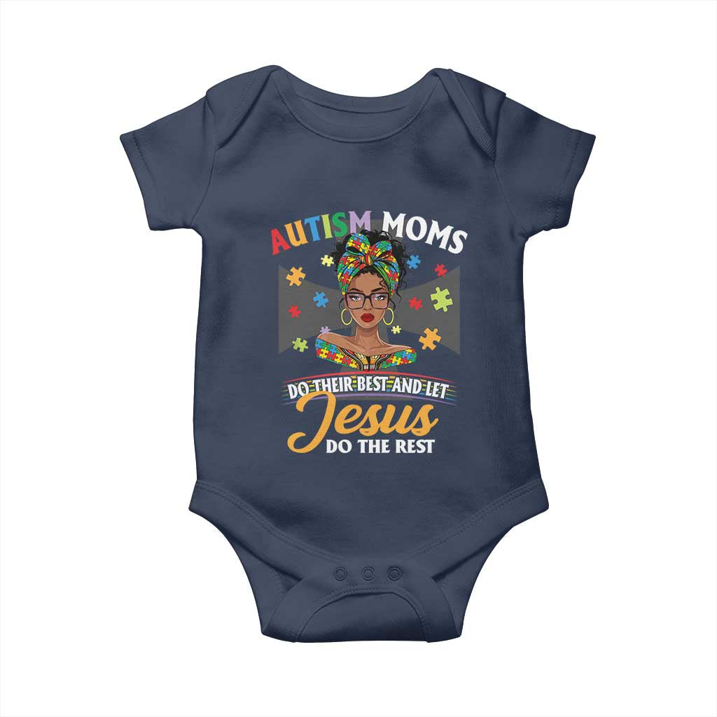 Afro Autism Mom Baby Onesie African American Autistic Black Mama Religious Cross - African Pride
