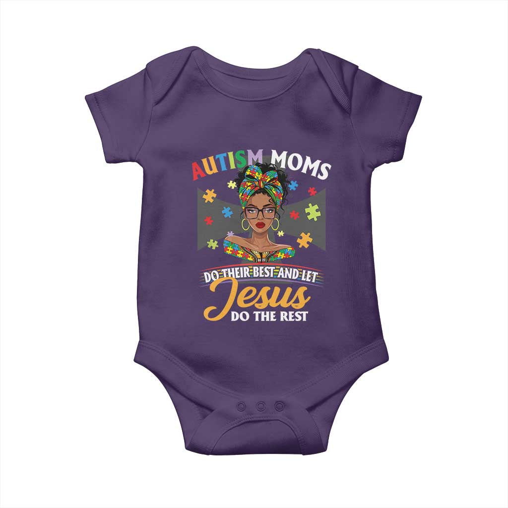 Afro Autism Mom Baby Onesie African American Autistic Black Mama Religious Cross - African Pride