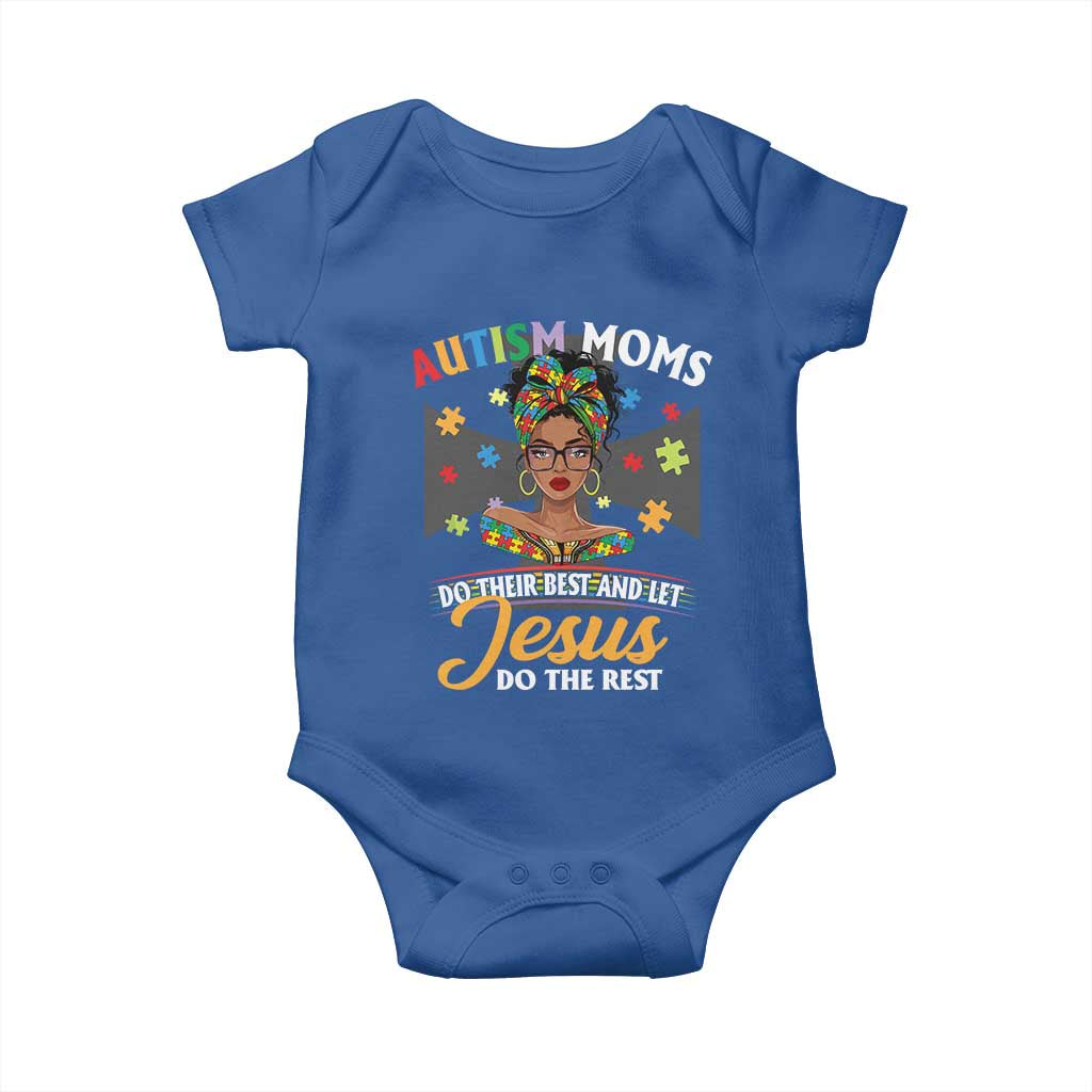 Afro Autism Mom Baby Onesie African American Autistic Black Mama Religious Cross - African Pride