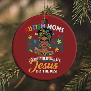Afro Autism Mom Christmas Ornament African American Autistic Black Mama Religious Cross - African Pride