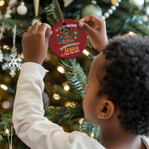 Afro Autism Mom Christmas Ornament African American Autistic Black Mama Religious Cross - African Pride