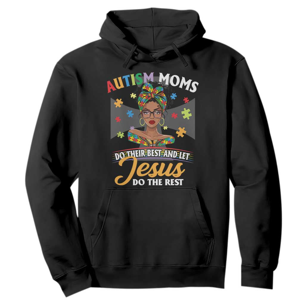 Afro Autism Mom Hoodie African American Autistic Black Mama Religious Cross - African Pride