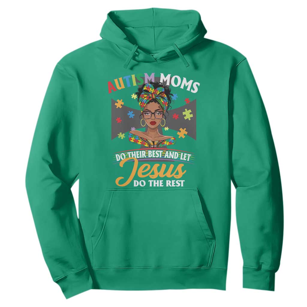 Afro Autism Mom Hoodie African American Autistic Black Mama Religious Cross - African Pride