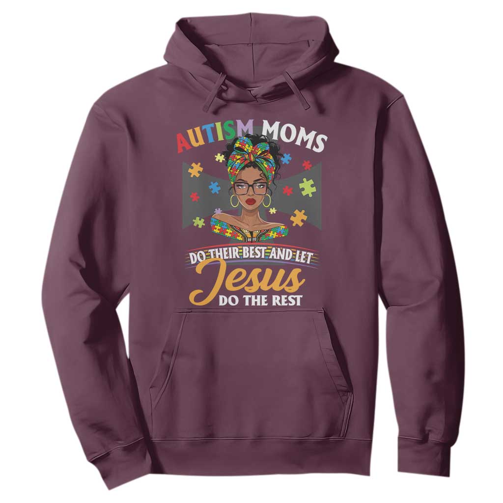 Afro Autism Mom Hoodie African American Autistic Black Mama Religious Cross - African Pride