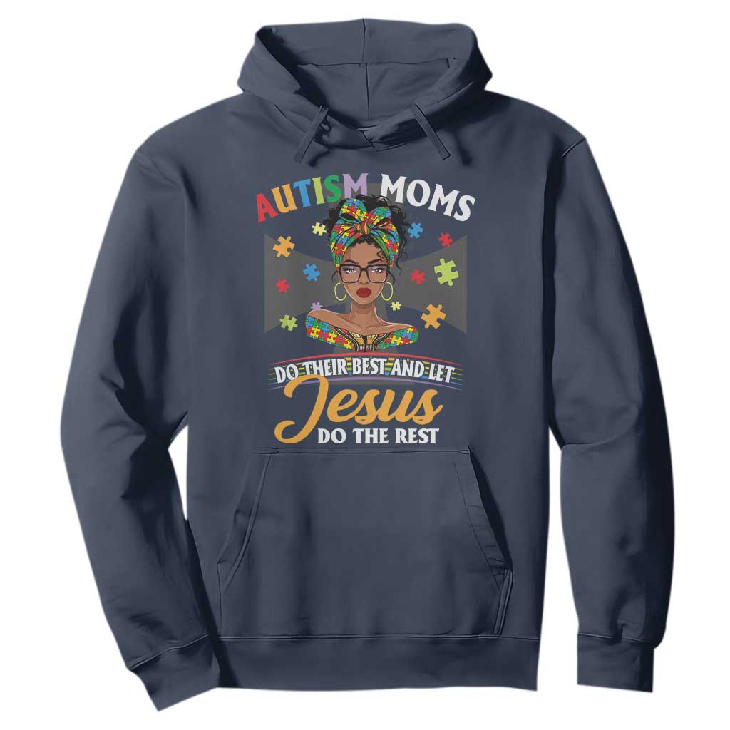 Afro Autism Mom Hoodie African American Autistic Black Mama Religious Cross - African Pride