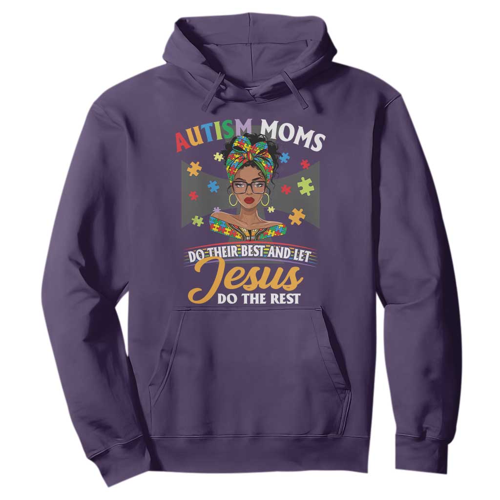 Afro Autism Mom Hoodie African American Autistic Black Mama Religious Cross - African Pride