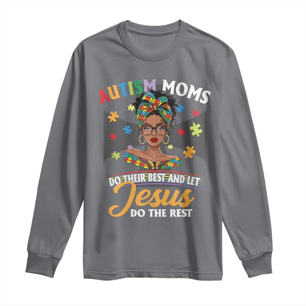 Afro Autism Mom Long Sleeve Shirt African American Autistic Black Mama Religious Cross - African Pride