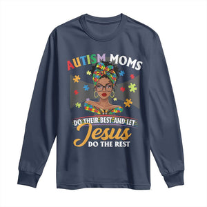 Afro Autism Mom Long Sleeve Shirt African American Autistic Black Mama Religious Cross - African Pride