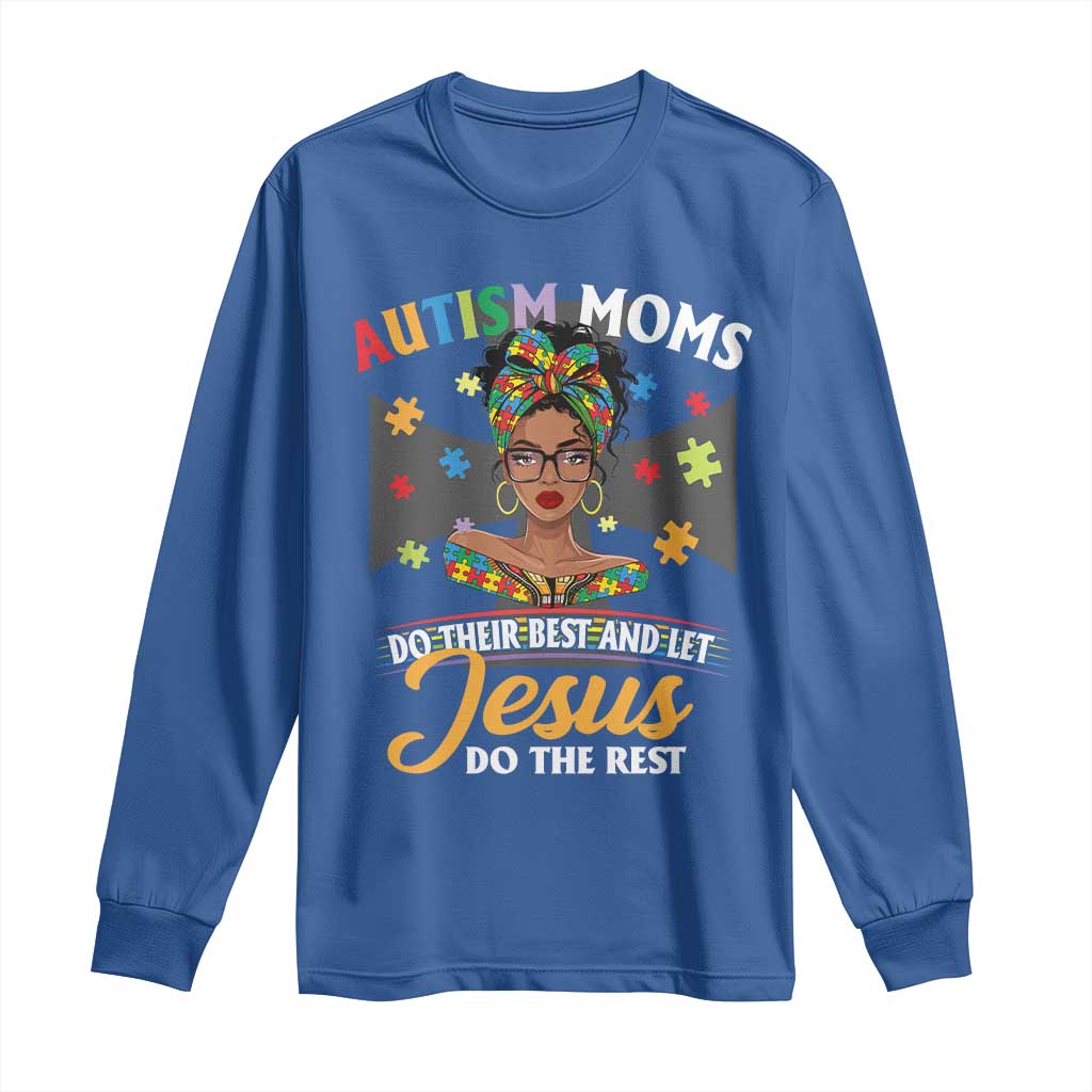 Afro Autism Mom Long Sleeve Shirt African American Autistic Black Mama Religious Cross - African Pride