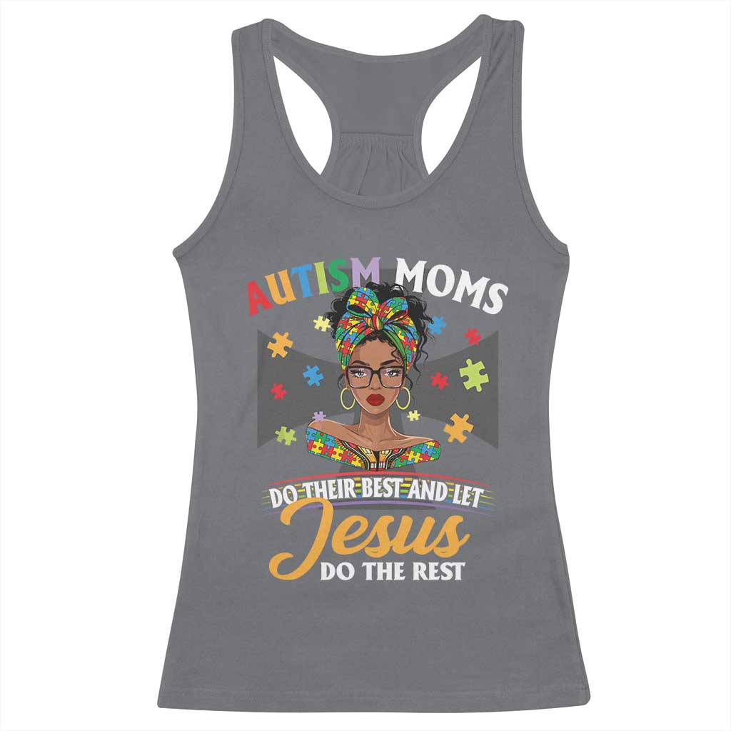 Afro Autism Mom Racerback Tank Top African American Autistic Black Mama Religious Cross - African Pride