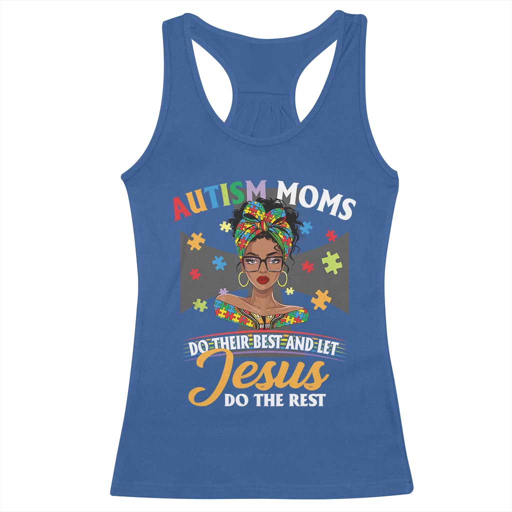 Afro Autism Mom Racerback Tank Top African American Autistic Black Mama Religious Cross - African Pride