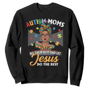 Afro Autism Mom Sweatshirt African American Autistic Black Mama Religious Cross - African Pride