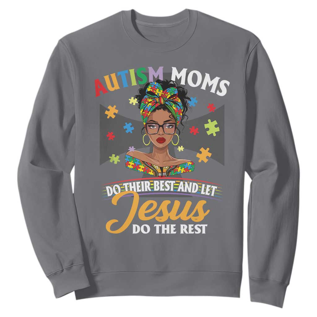 Afro Autism Mom Sweatshirt African American Autistic Black Mama Religious Cross - African Pride