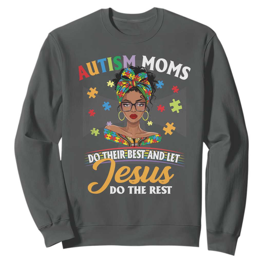 Afro Autism Mom Sweatshirt African American Autistic Black Mama Religious Cross - African Pride