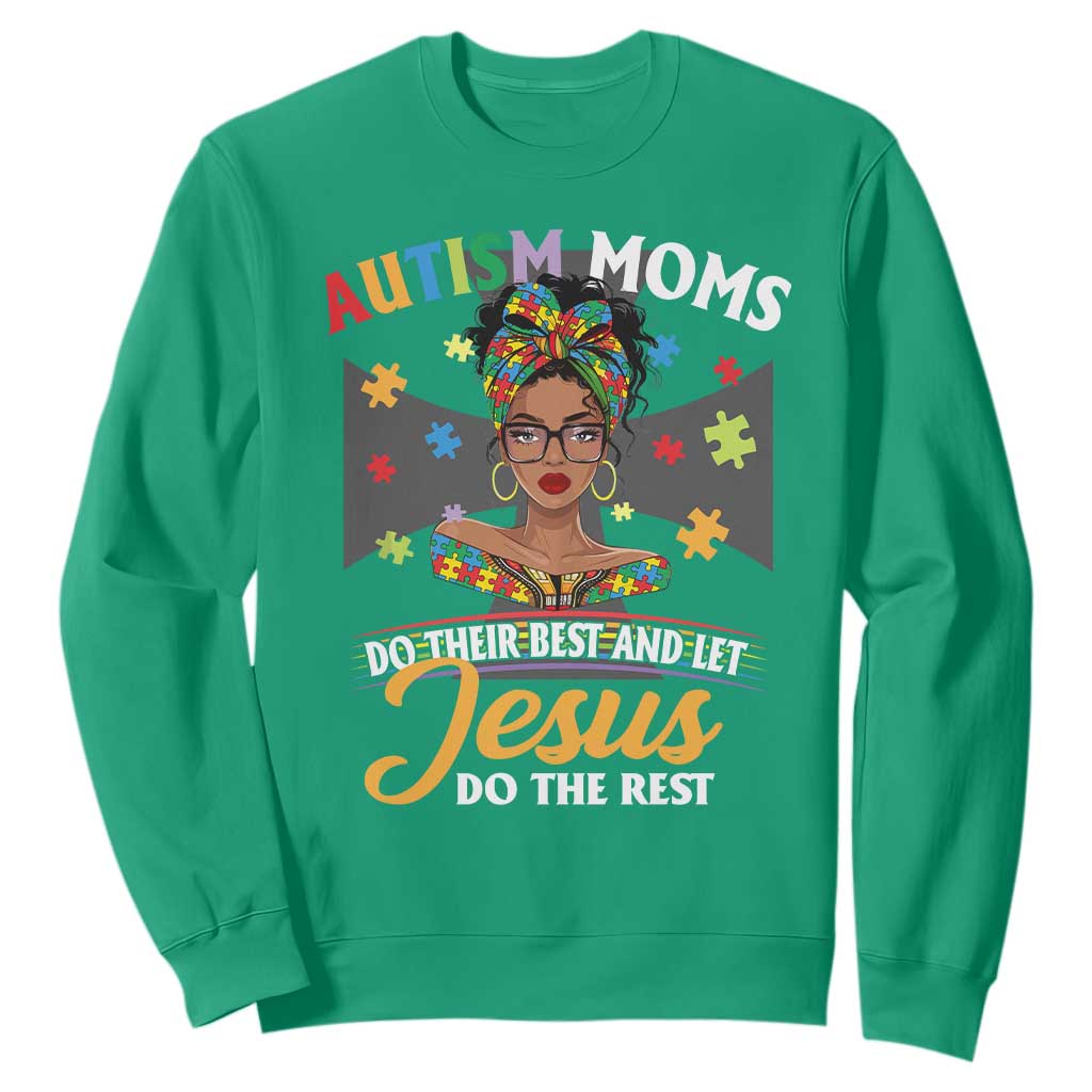 Afro Autism Mom Sweatshirt African American Autistic Black Mama Religious Cross - African Pride