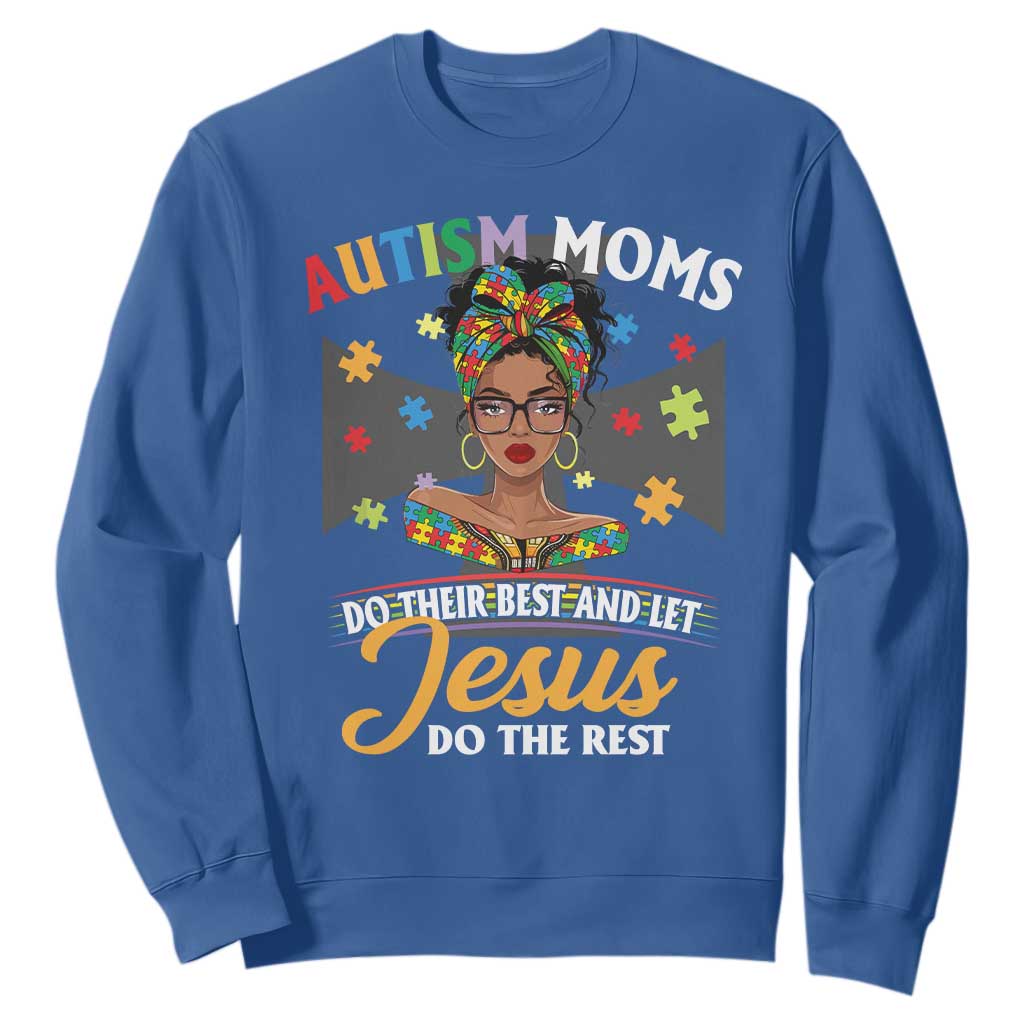 Afro Autism Mom Sweatshirt African American Autistic Black Mama Religious Cross - African Pride