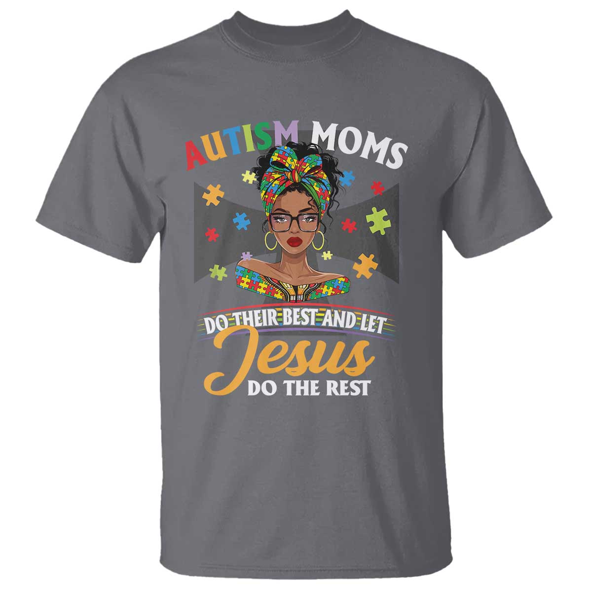 Afro Autism Mom T Shirt African American Autistic Black Mama Religious Cross - African Pride