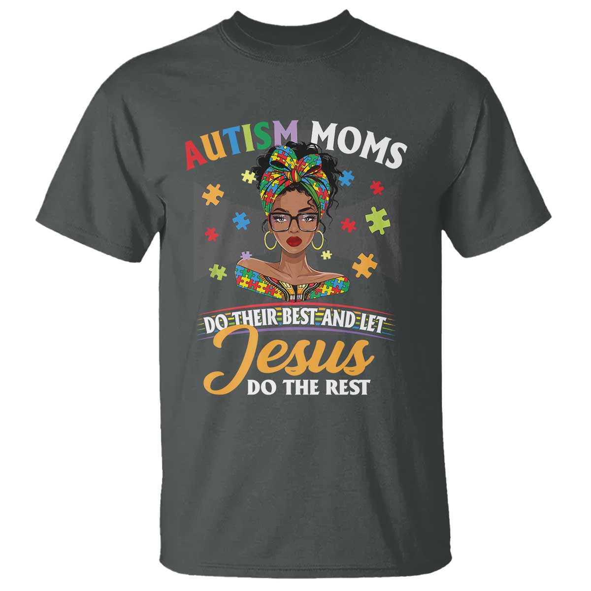 Afro Autism Mom T Shirt African American Autistic Black Mama Religious Cross - African Pride