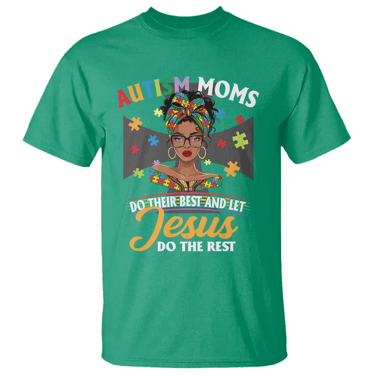Afro Autism Mom T Shirt African American Autistic Black Mama Religious Cross - African Pride