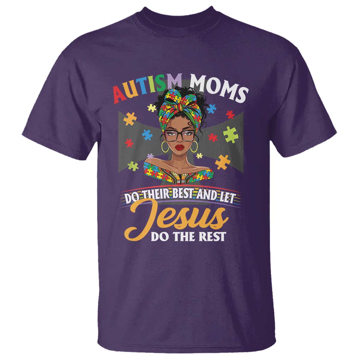Afro Autism Mom T Shirt African American Autistic Black Mama Religious Cross - African Pride