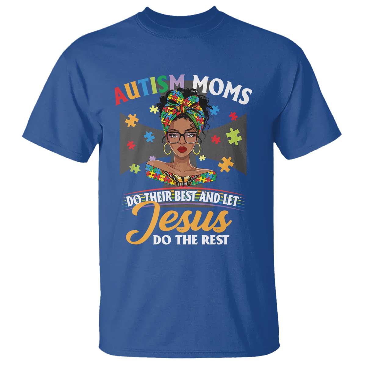 Afro Autism Mom T Shirt African American Autistic Black Mama Religious Cross - African Pride