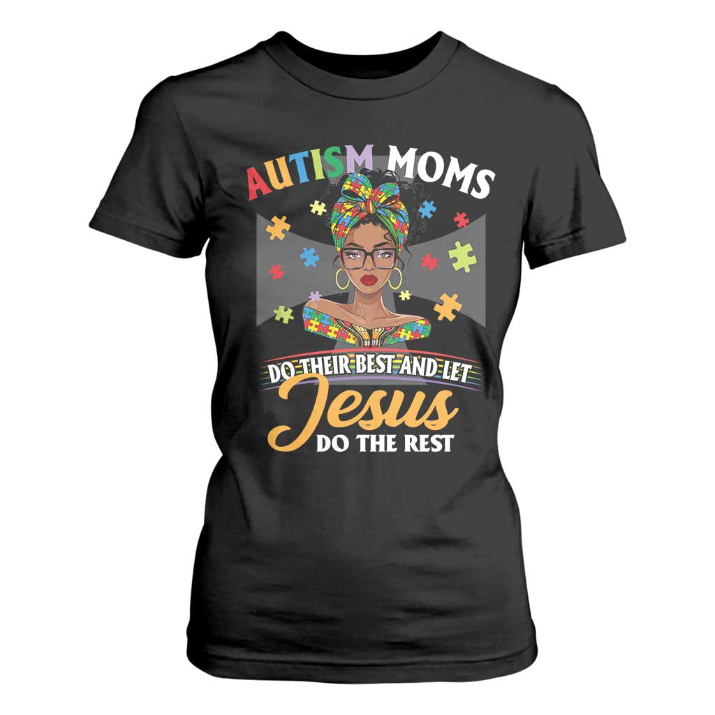 Afro Autism Mom T Shirt For Women African American Autistic Black Mama Religious Cross - African Pride