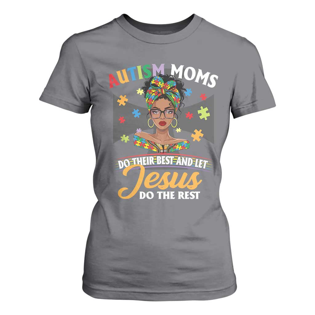 Afro Autism Mom T Shirt For Women African American Autistic Black Mama Religious Cross - African Pride