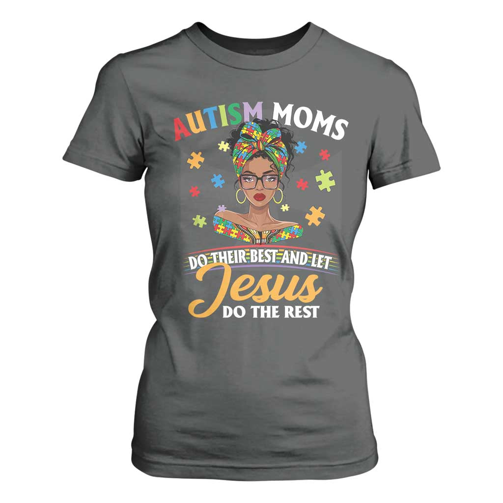 Afro Autism Mom T Shirt For Women African American Autistic Black Mama Religious Cross - African Pride