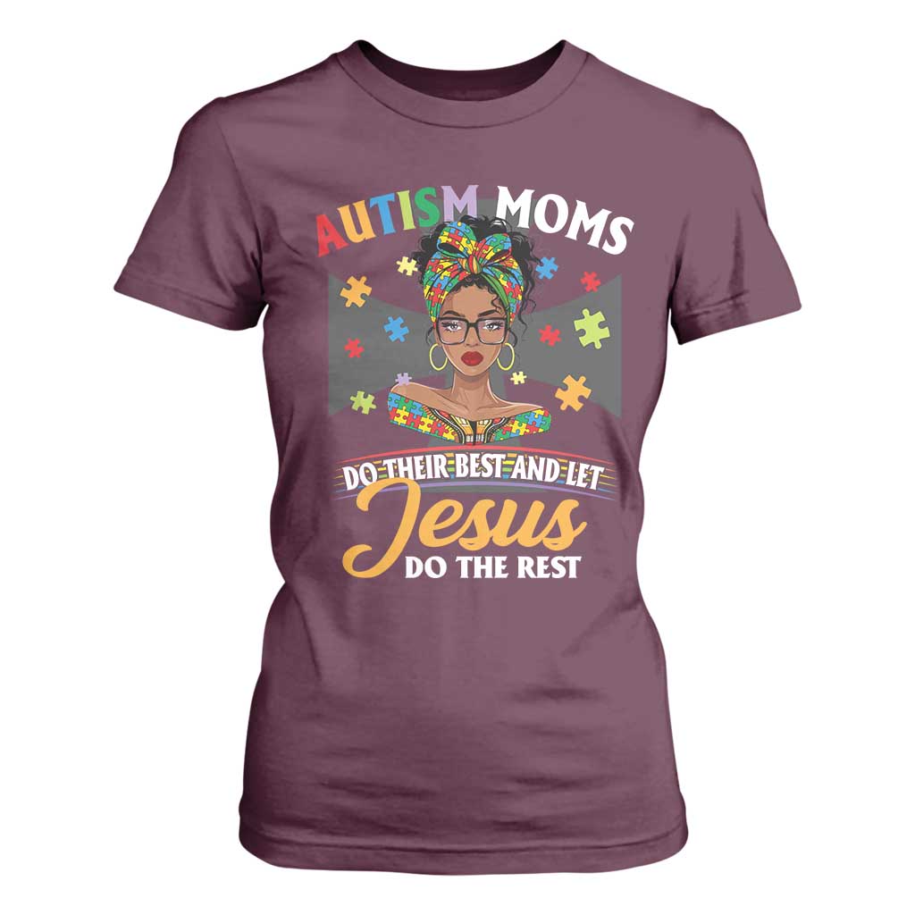 Afro Autism Mom T Shirt For Women African American Autistic Black Mama Religious Cross - African Pride