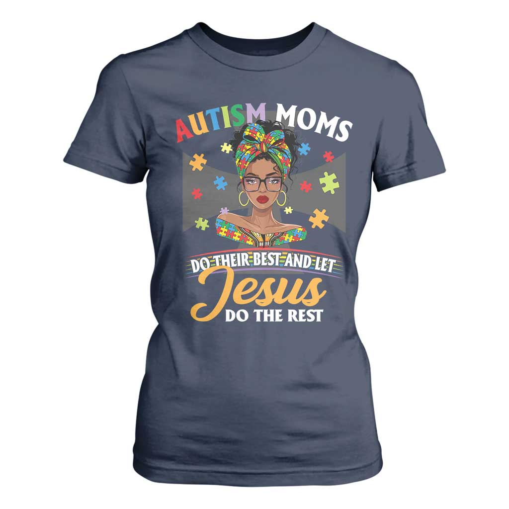 Afro Autism Mom T Shirt For Women African American Autistic Black Mama Religious Cross - African Pride