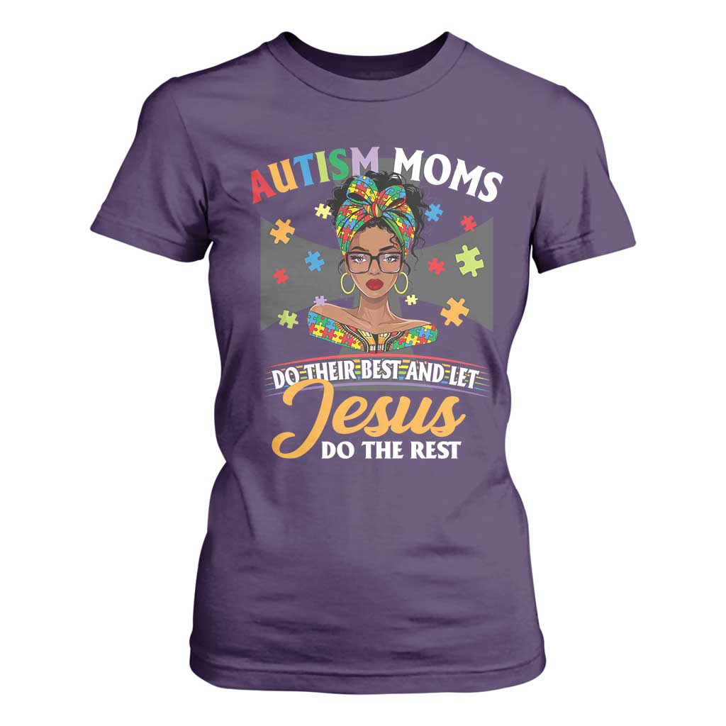 Afro Autism Mom T Shirt For Women African American Autistic Black Mama Religious Cross - African Pride