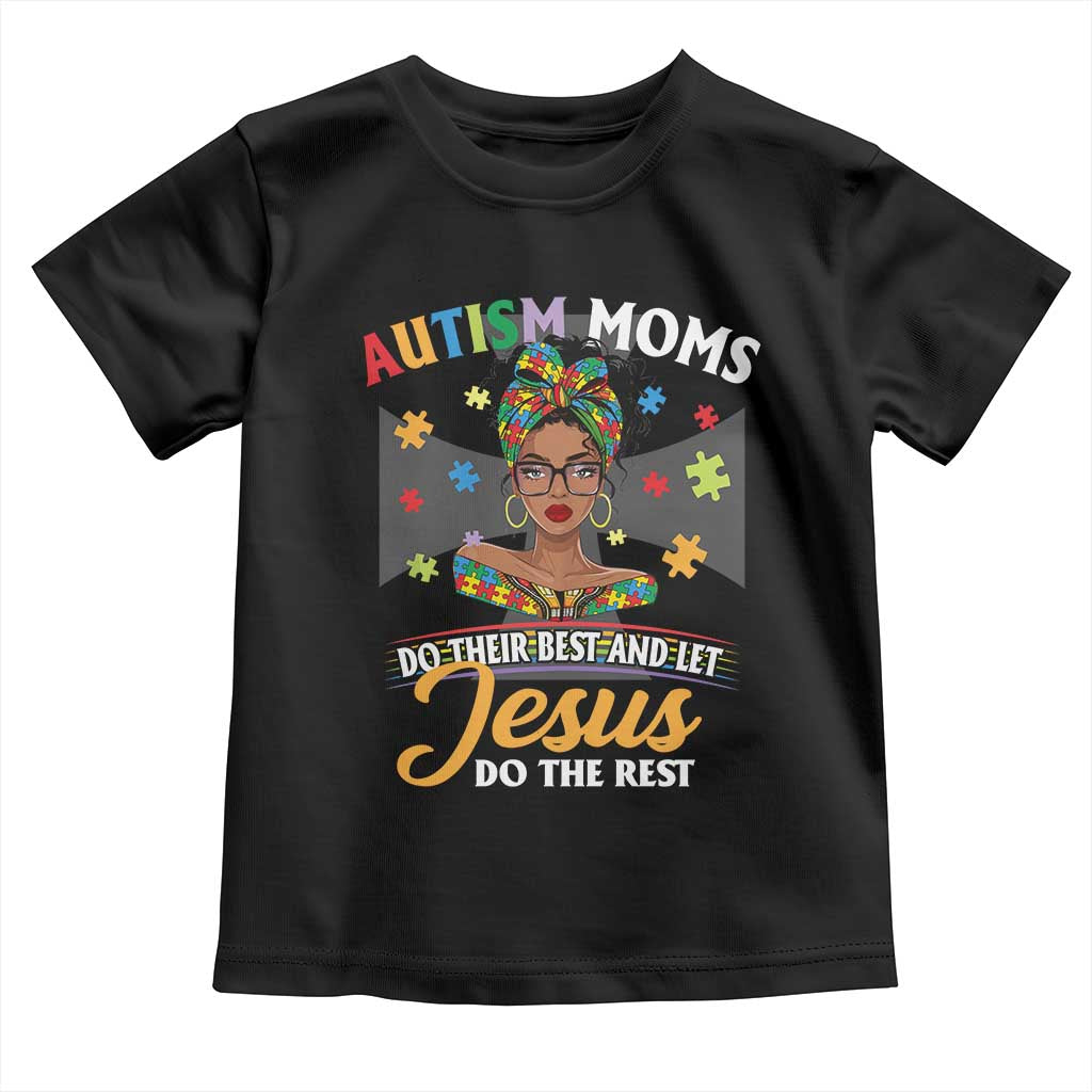 Afro Autism Mom Toddler T Shirt African American Autistic Black Mama Religious Cross - African Pride