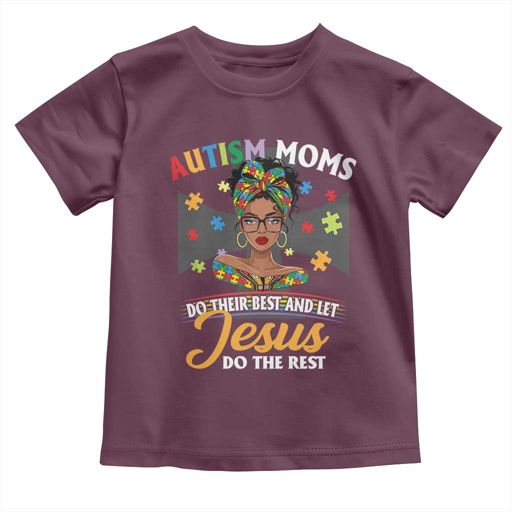 Afro Autism Mom Toddler T Shirt African American Autistic Black Mama Religious Cross - African Pride