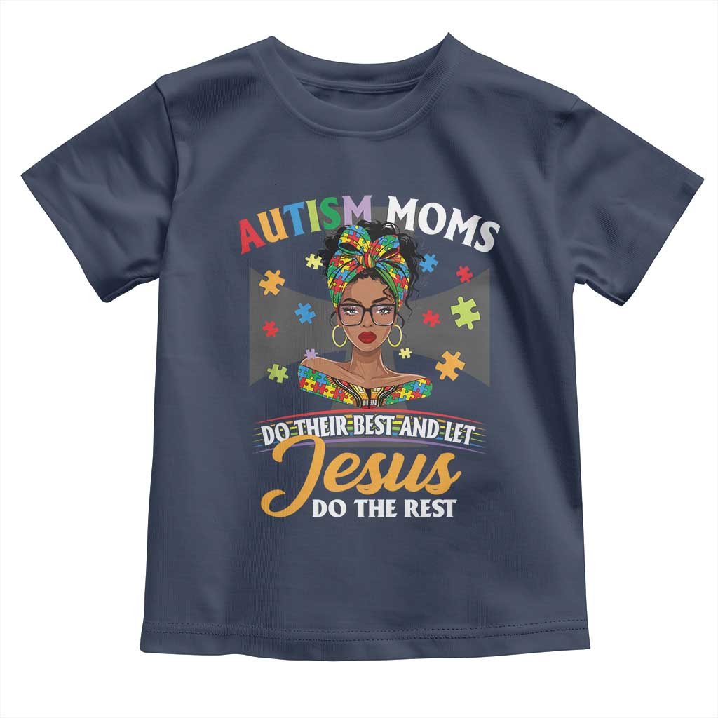 Afro Autism Mom Toddler T Shirt African American Autistic Black Mama Religious Cross - African Pride