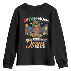 Afro Autism Mom Youth Sweatshirt African American Autistic Black Mama Religious Cross - African Pride