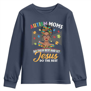 Afro Autism Mom Youth Sweatshirt African American Autistic Black Mama Religious Cross - African Pride