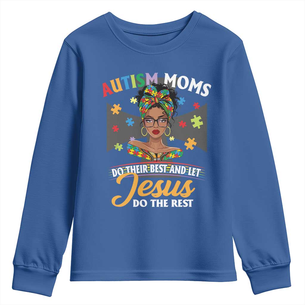 Afro Autism Mom Youth Sweatshirt African American Autistic Black Mama Religious Cross - African Pride