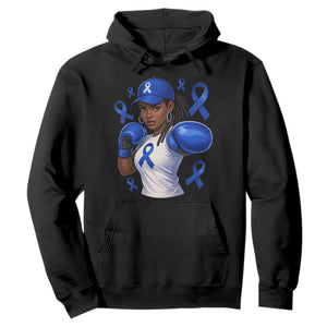 Black Women Fight Colon Cancer Blue Ribbon Hoodie African American Girls