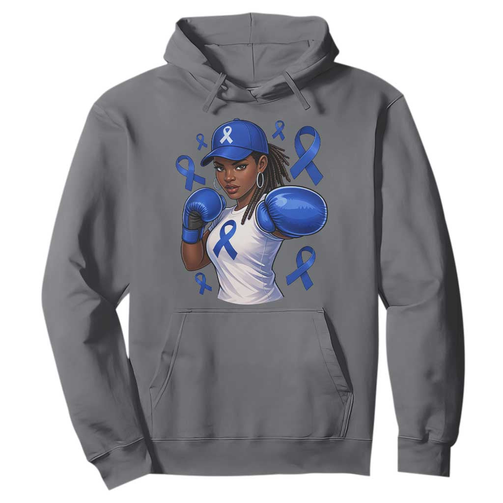 Black Women Fight Colon Cancer Blue Ribbon Hoodie African American Girls