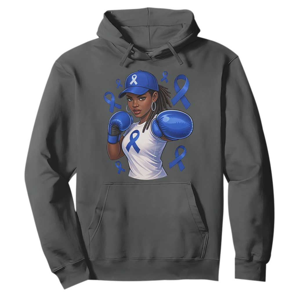 Black Women Fight Colon Cancer Blue Ribbon Hoodie African American Girls