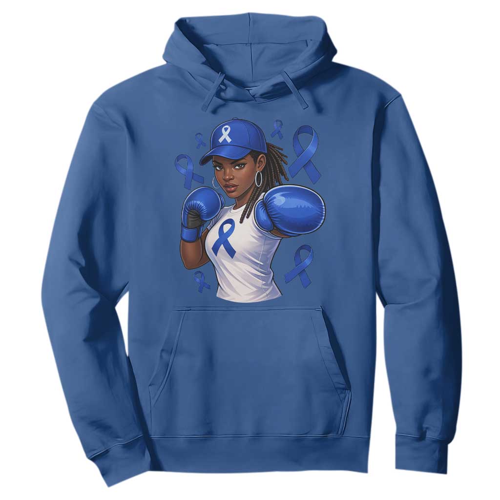 Black Women Fight Colon Cancer Blue Ribbon Hoodie African American Girls