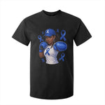 Black Women Fight Colon Cancer Blue Ribbon T Shirt For Kid African American Girls