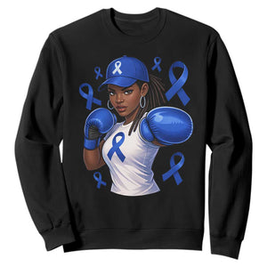 Black Women Fight Colon Cancer Blue Ribbon Sweatshirt African American Girls