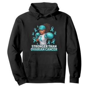 Black Women Fight Ovarian Cancer Awareness Hoodie African American Teal Ribbon Support